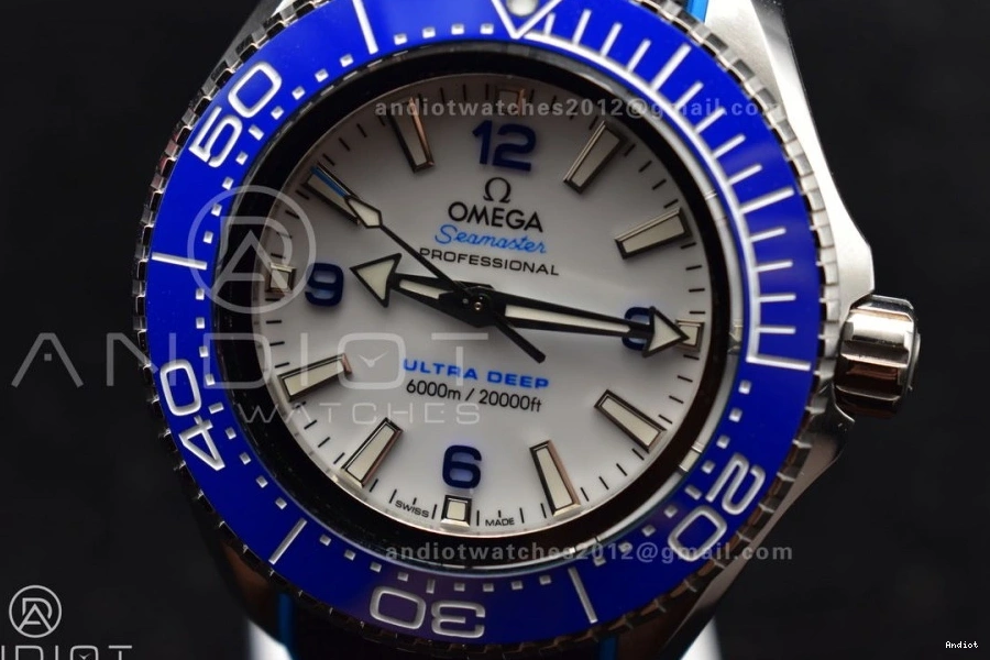 Bezel Ultra on White Deep Seamaster Edition Strap Dial 1:1 Blue Ceramic Black TF Rubber SS 6000M A2824 Best 0211